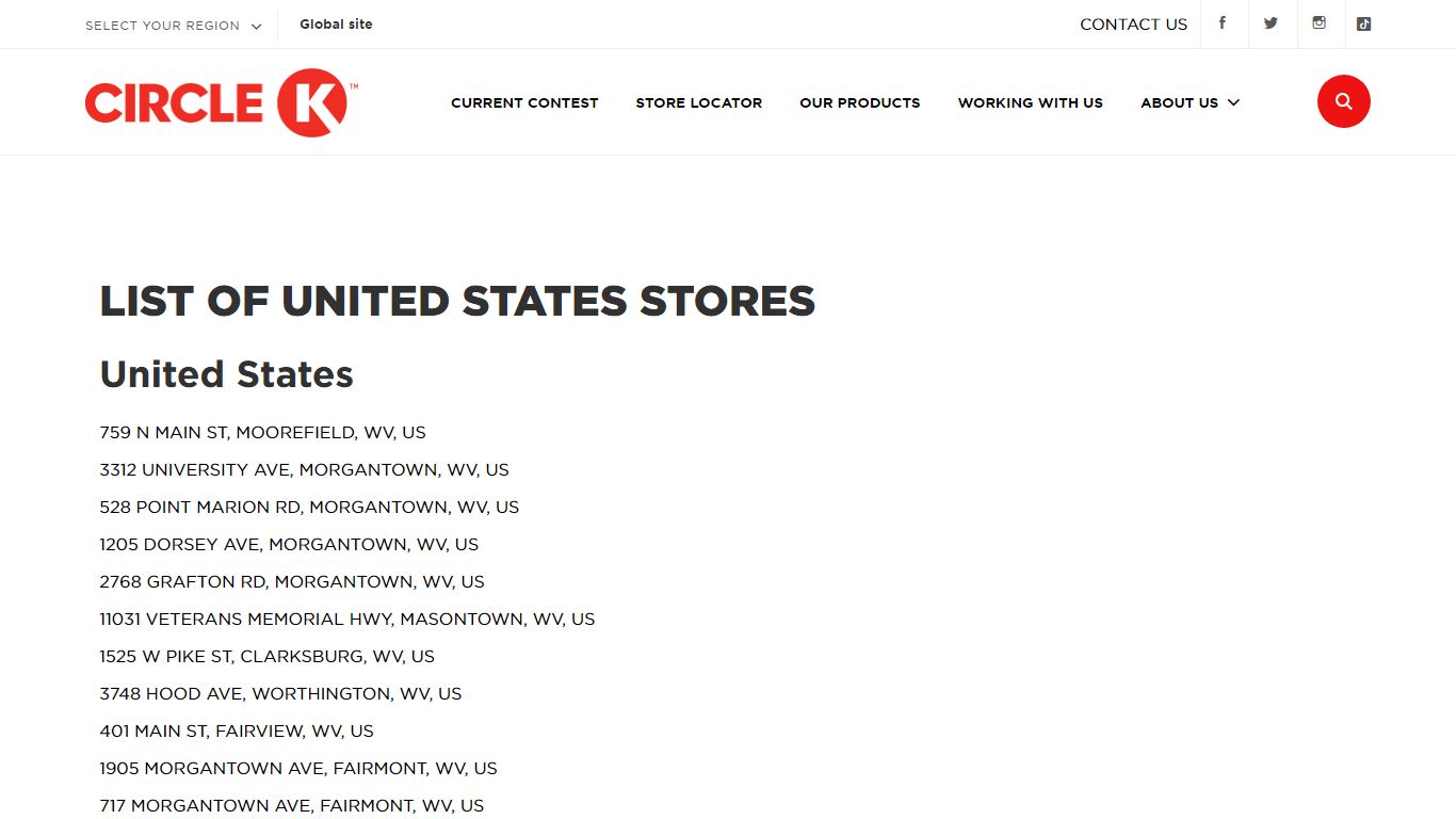 List of United States Stores | Circle K